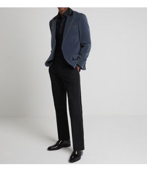 Dark blue velvet tux jacket