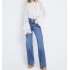 Blue High waisted pocket wide leg jeans